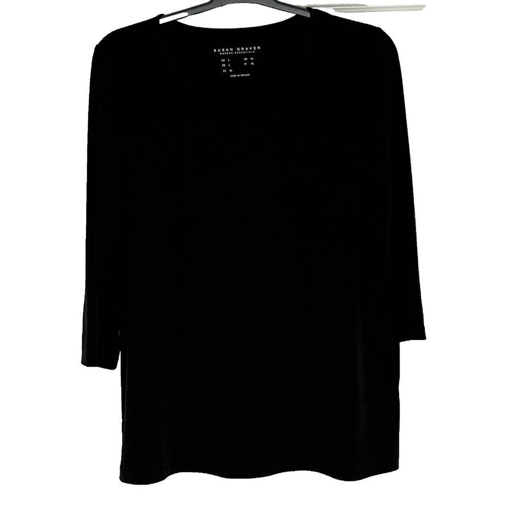 SOLD DO NOT BUY Susan Graver Modern Essentials Liquid Knit Top sz L 3/4 Sleeve